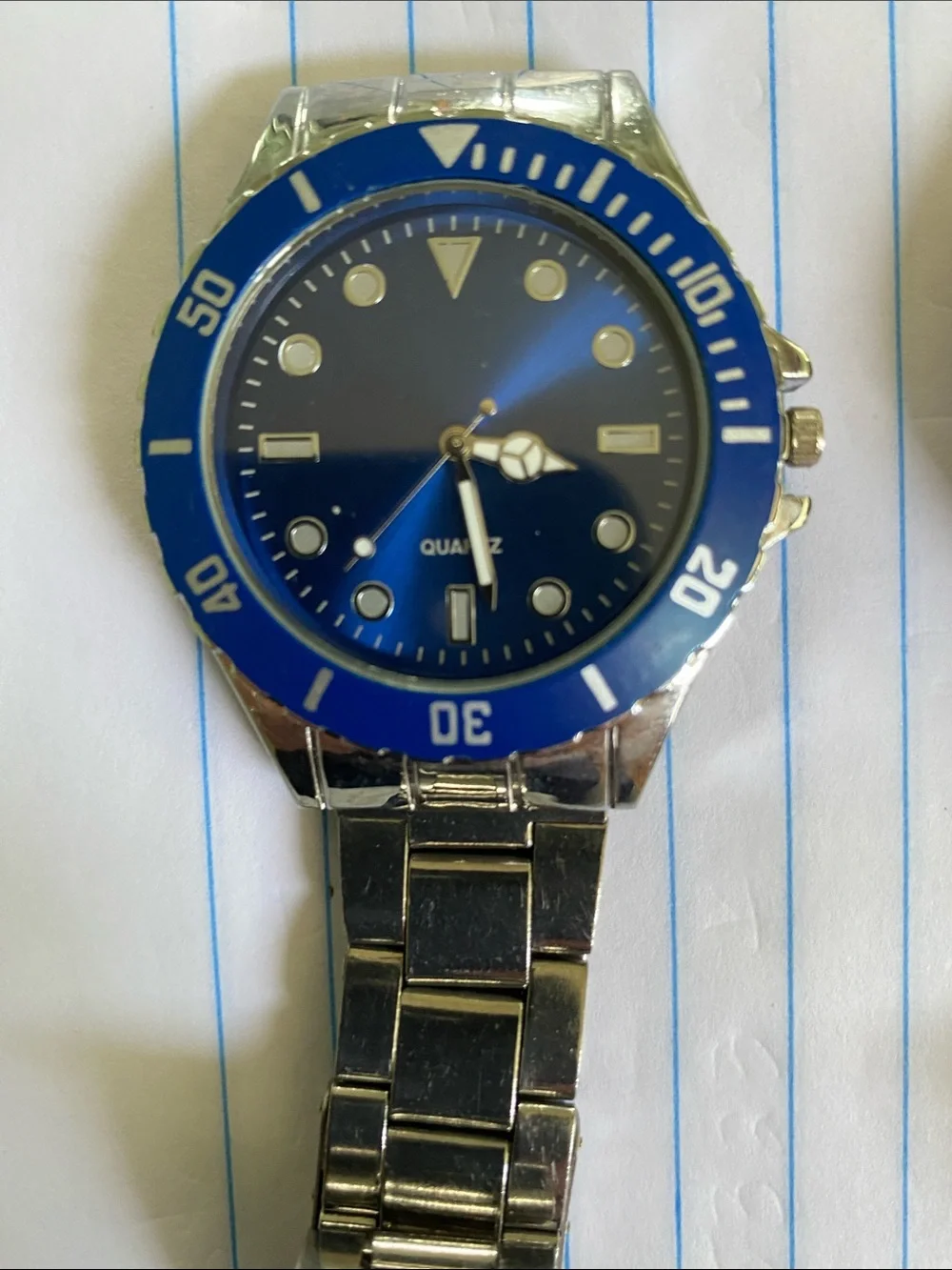 Men's Stainless Steel Watch with Black Dial and Bracelet